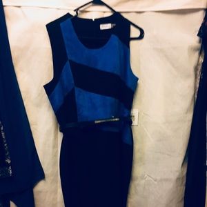 Dress only the blue is suede w/ blk belt knee leng